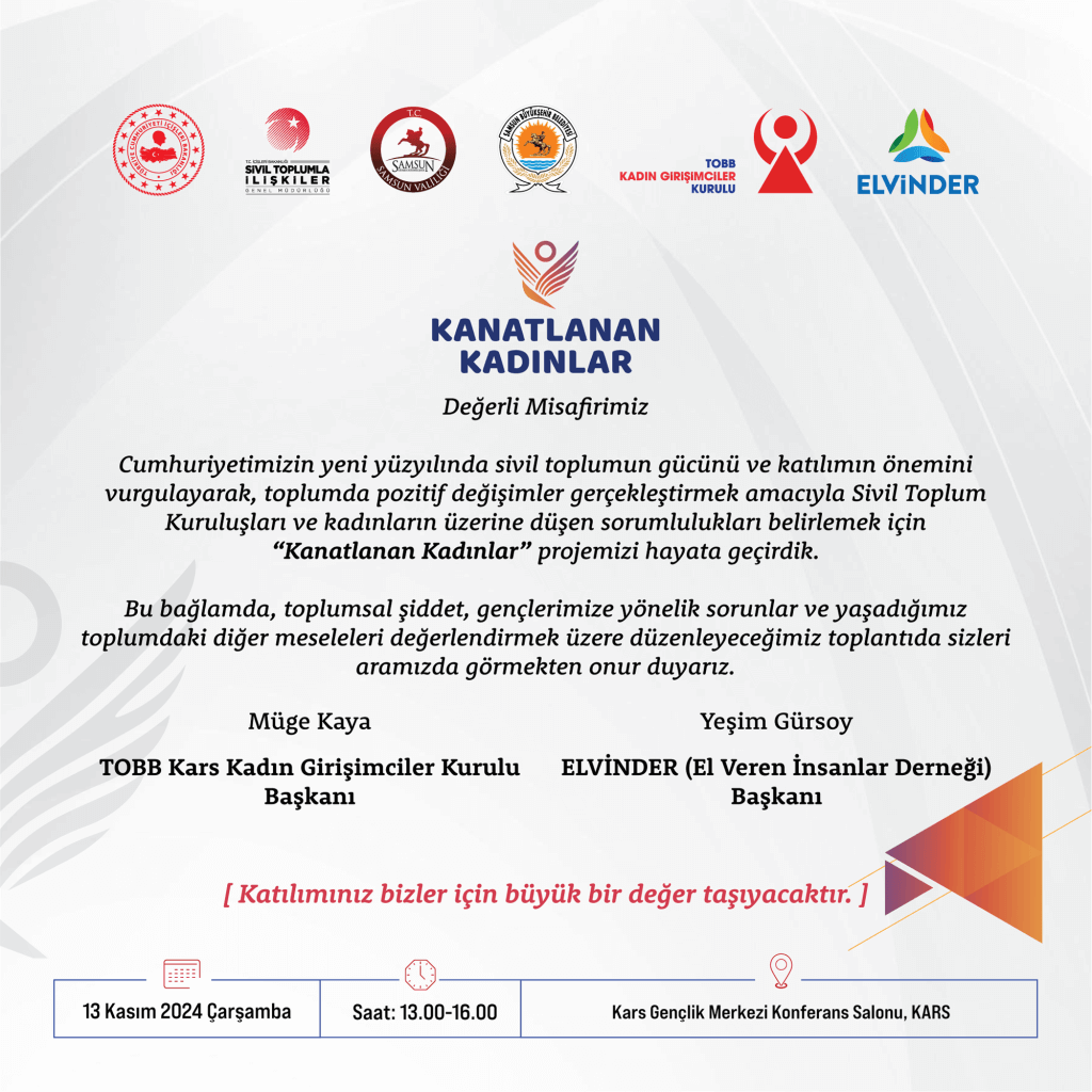 Kanatlanan Kadınlar Projesi Kars Toplantısı Duyurusu görseli